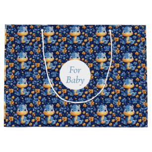 Blue Baby Dinosaurier Yellow & Blue Blumen Große Geschenktüte