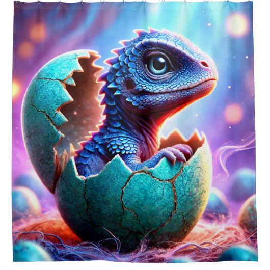 Blue Baby Dragon Duschvorhang (Vorderseite)