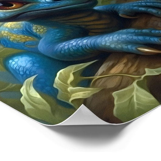 Blue Baby Dragon Poster (Ecke)