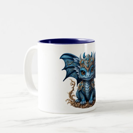 Blue Baby Dragon zweifarbige Tasse (Vorderseite Links)