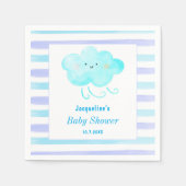 Blue Baby Dusche Aquarellstreifen Papier Napkin Serviette (Vorderseite)