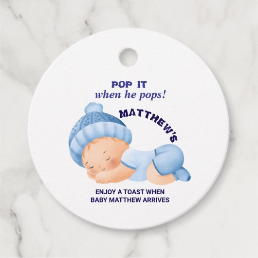 Blue Baby Dusche, Baby Boy Dusche Geschenkanhänger (Vorderseite)
