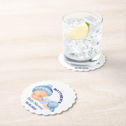 Blue Baby Dusche, Baby Boy Dusche Untersetzer (Vor Ort)