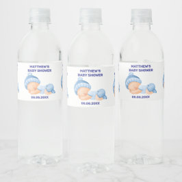 Blue Baby Dusche, Baby Boy Dusche Wasserflaschenetikett