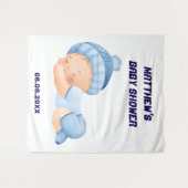 Blue Baby Dusche, Baby Boy Party Hintergrund Wandteppich (Vorderseite (Horizontal))