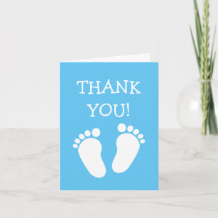 Blue Baby Dusche danke Karte mit Fußspuren