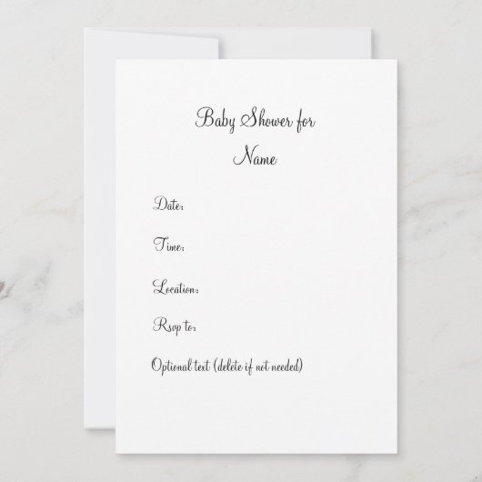 Blue Baby Dusche Einladung (Rückseite)