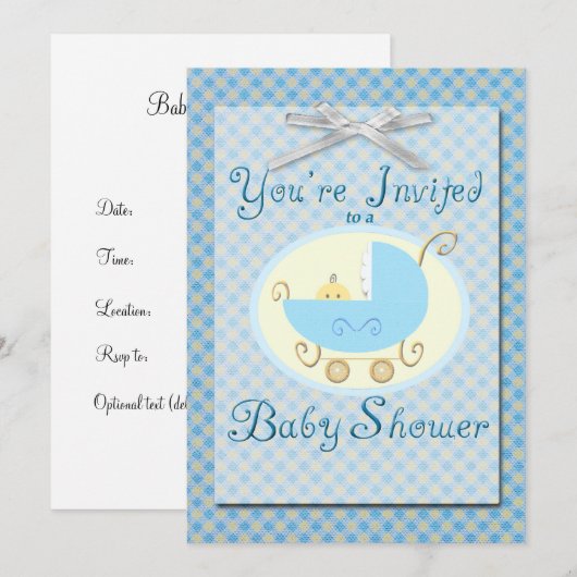 Blue Baby Dusche Einladung (Vorne/Hinten)