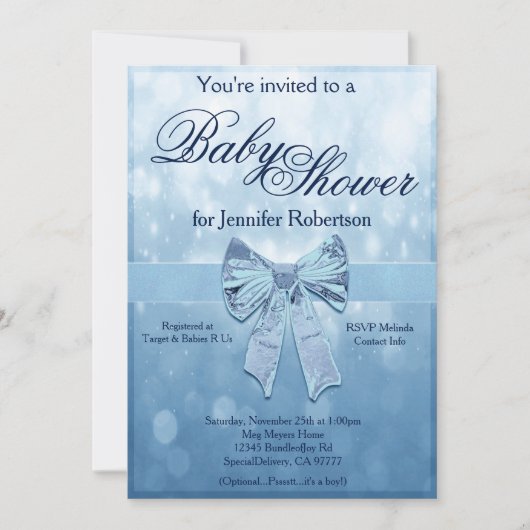Blue Baby Dusche Einladung (Vorderseite)
