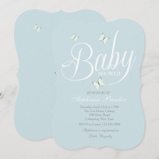 Blue Baby Dusche Einladung (Vorne/Hinten)