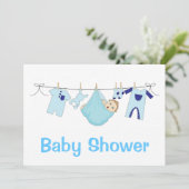 Blue Baby Dusche Einladung (Stehend Vorderseite)