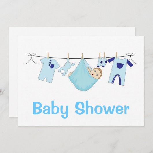 Blue Baby Dusche Einladung (Vorne/Hinten)