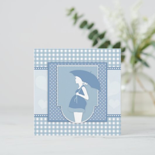 Blue Baby Dusche Einladung (Stehend Vorderseite)