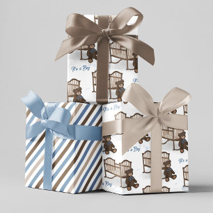 Blue Baby Dusche Es ist ein Boy Teddy Bär Geschenkpapier Set