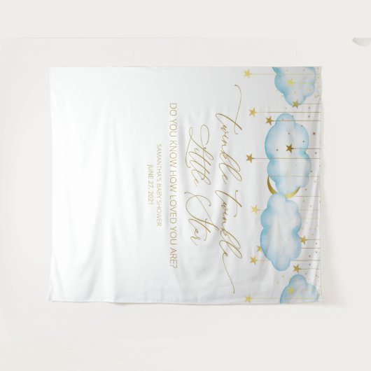 Blue Baby Dusche Hintergrund, Twinkle Little Star Wandteppich (Vorderseite (Horizontal))