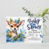 Blue Baby Dusche mit Woodland Adventure für Boy Einladung (Stehend Vorderseite)