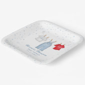 Blue Baby Dusche Niedliche Wäscheleine Pappteller (Gewinkelt)