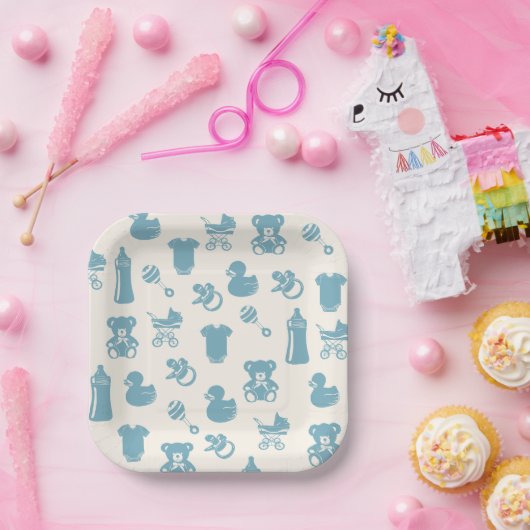 Blue Baby Dusche Pappteller (Party)