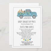 Blue Baby Dusche per Mail für Lastwagen mit sozial Einladung (Vorne/Hinten)