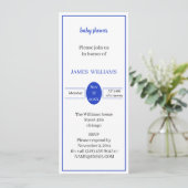 Blue Baby Dusche Personalisiert Einladung (Stehend Vorderseite)