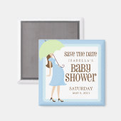 Blue Baby Dusche Save the Date Magnet (Vorderseite/Rückseite)