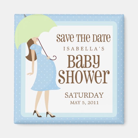 Blue Baby Dusche Save the Date Magnet (Vorne)