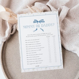 Blue Baby Dusche Spring Floral Bow Game Card Mitteilungskarte