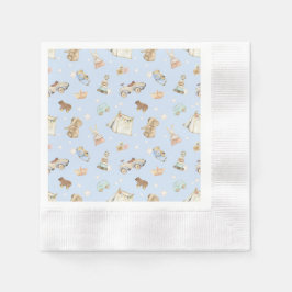 Blue Baby Dusche Vintag Toys Coin Cocktail Serviette