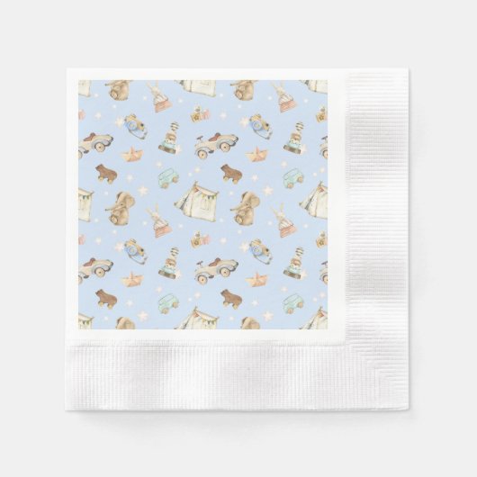 Blue Baby Dusche Vintag Toys Coin Cocktail Serviette (Vorderseite)