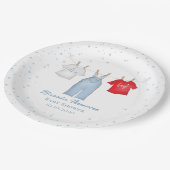 Blue Baby Duschkabine Niedlich Pappteller (Schrägansicht)