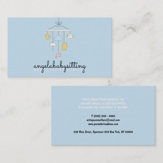 Blue Baby Duschspielzeug Visitenkarte (Vorne/Hinten)