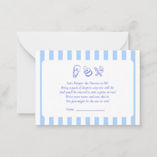 Blue Baby Duwer Windschutzscheibe Raffle Game Plat Mitteilungskarte