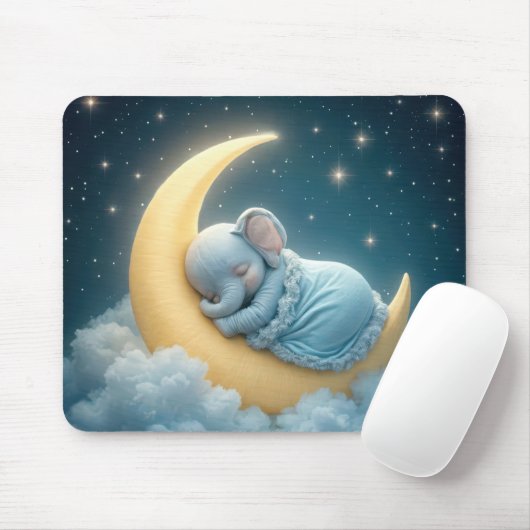 Blue Baby Elephant auf Crescent Moon Mousepad (Mit Mouse)