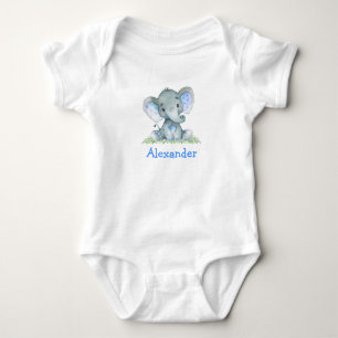 Blue Baby Elephant auf Grünflächen Strampler