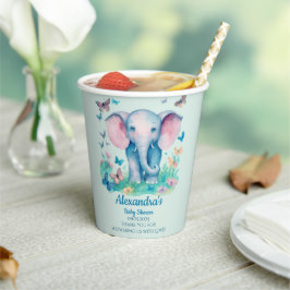 Blue Baby Elephant Baby Dusche Pappbecher