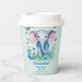 Blue Baby Elephant Baby Dusche Pappbecher (Rückseite)