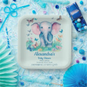 Blue Baby Elephant Baby Dusche Pappteller (Party)