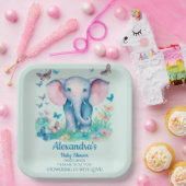 Blue Baby Elephant Baby Dusche Pappteller (Party)