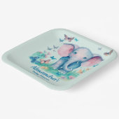 Blue Baby Elephant Baby Dusche Pappteller (Gewinkelt)