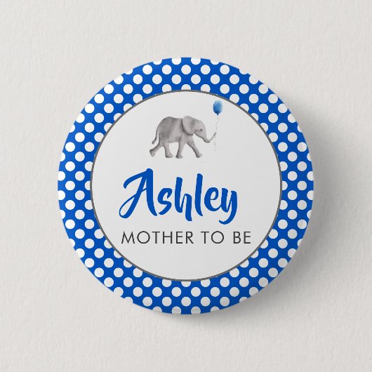 Blue Baby Elephant Baby Showname Button (Vorderseite)