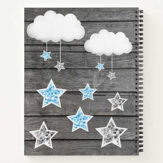 Blue Baby Elephant Book Baby Dusche Rustikal Notizblock (Rückseite)