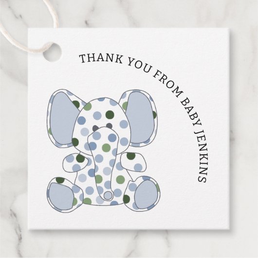 Blue Baby Elephant Geschenkanhänger (Vorderseite)