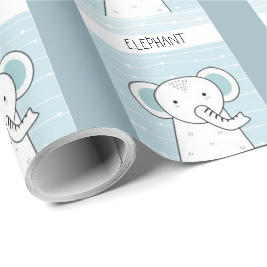 Blue Baby Elephant Geschenkpapier (Rolleneckpunkt)