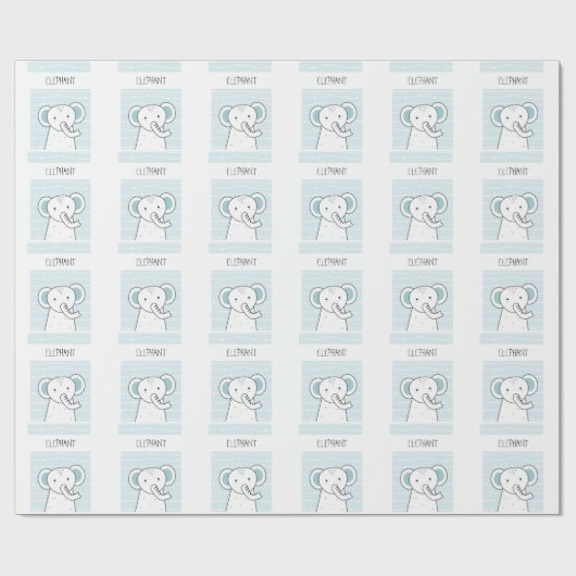 Blue Baby Elephant Geschenkpapier (Flach)