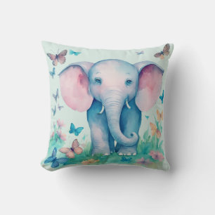 Blue Baby Elephant Kissen