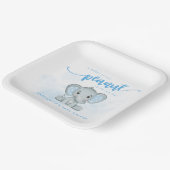 Blue Baby Elephant Little Peanut Baby Dusche Pappteller (Gewinkelt)