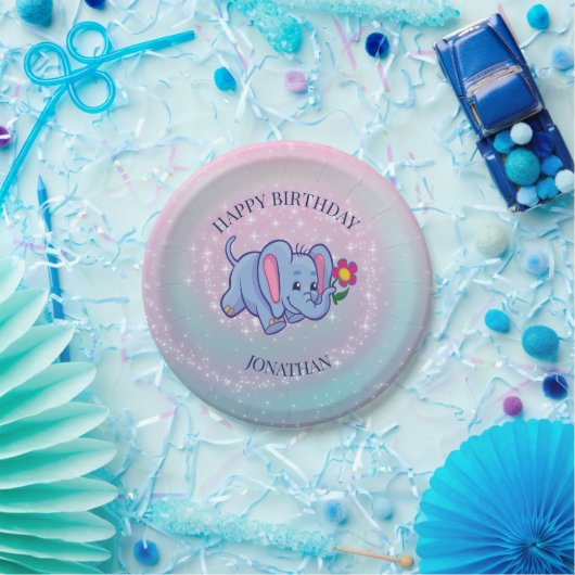 Blue Baby Elephant Pappteller (Party)