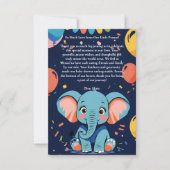 Blue Baby Elephant Party Baby Dusche Dankeskarte (Vorderseite)