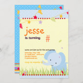 Blue Baby Elephant Personalisiertes Party Einladung (Vorne/Hinten)