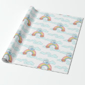 Blue Baby Elephant Regenbogenwolken Wrapping Paper Geschenkpapier (Ungerollt)